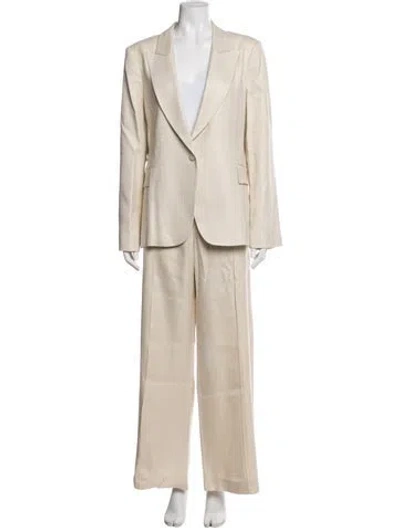 Pre-owned Adam Lippes Tweed Pattern Pantsuit In Neutrals