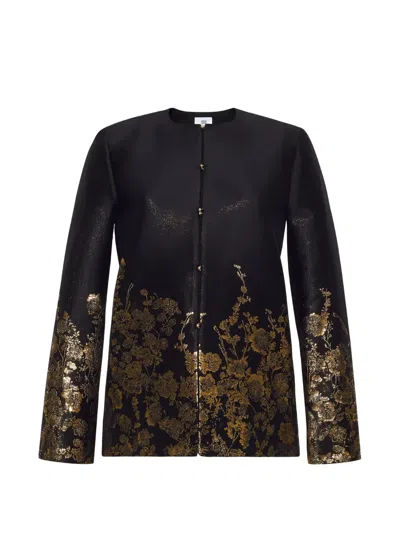 Adam Lippes Valens Floral-jacquard Jacket In Black