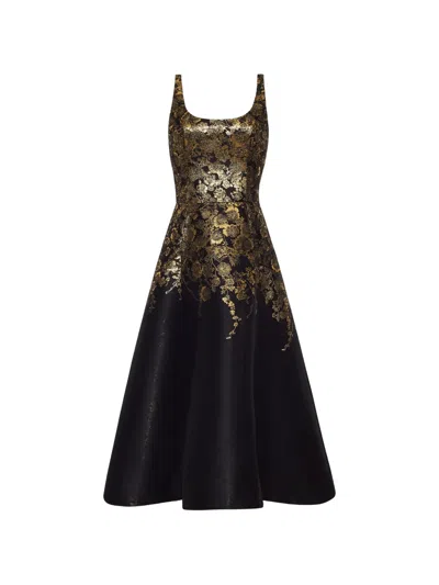 Adam Lippes Veda Floral-jacquard Midi Dress In Black