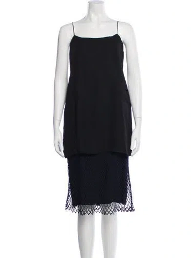 Pre-owned Adam Lippes Virgin Wool Knee-length Dress In Black