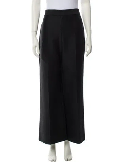 Pre-owned Adam Lippes Virgin Wool Wide Leg Pants In Black