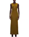 Adam Lippes Silk Engineered Rib Sleeveless Maxi Dress In Brown