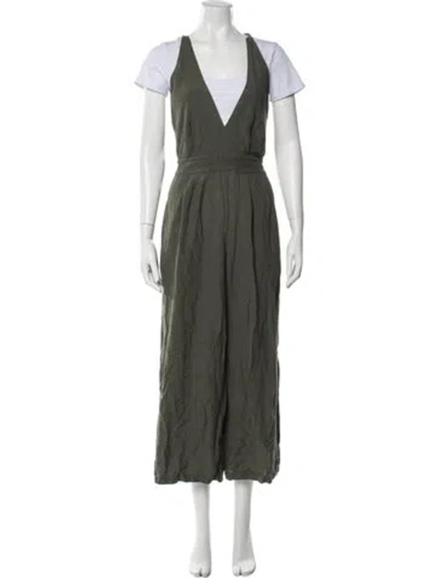 Pre-owned Adam Lippes V-neck Jumpsuit In Green