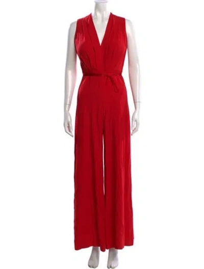 Pre-owned Adam Lippes V-neck Jumpsuit In Red