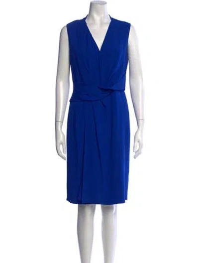 Pre-owned Adam Lippes V-neck Knee-length Dress In Blue