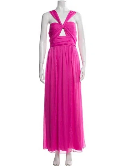 Pre-owned Adam Lippes V-neck Long Dress In Pink