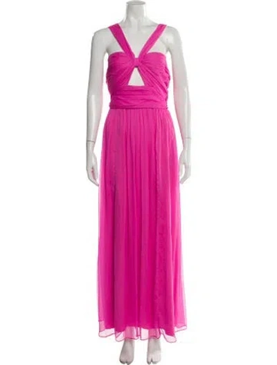 Pre-owned Adam Lippes V-neck Long Dress In Pink