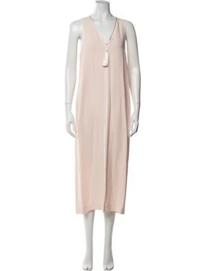 Pre-owned Adam Lippes V-neck Long Dress In Pink