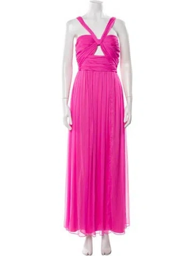 Pre-owned Adam Lippes V-neck Long Dress In Pink