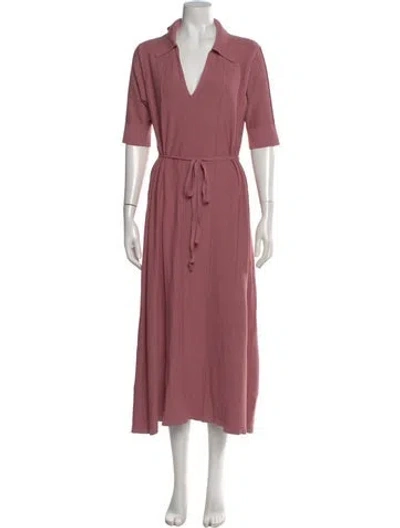 Pre-owned Adam Lippes V-neck Long Dress In Red