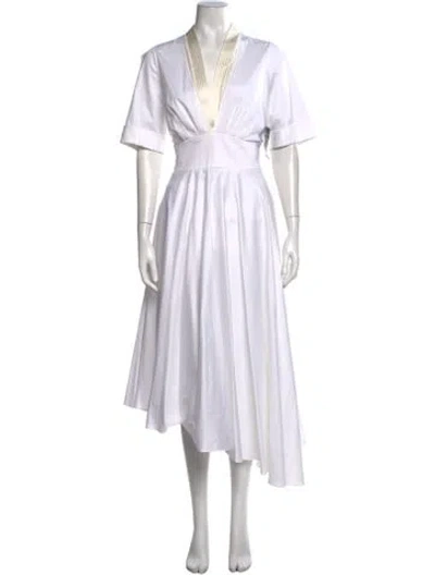 Pre-owned Adam Lippes V-neck Long Dress W/ Tags In White