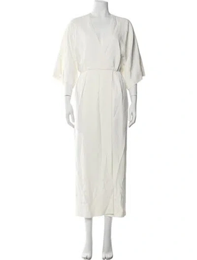 Pre-owned Adam Lippes V-neck Long Dress In White