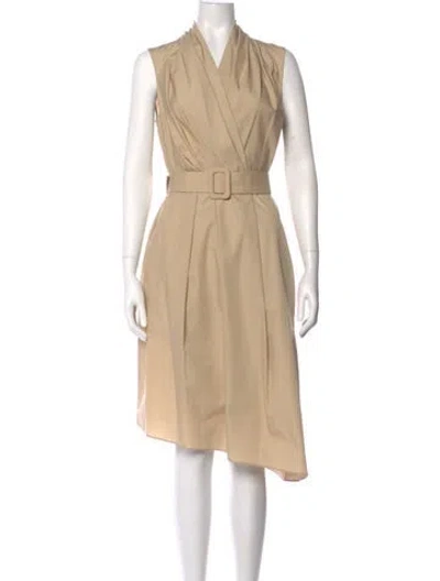Pre-owned Adam Lippes V-neck Midi Length Dress In Neutral