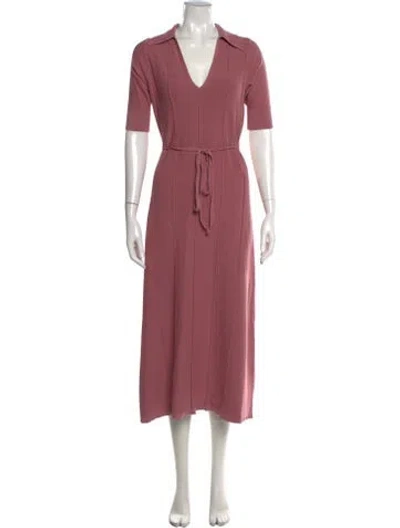 Pre-owned Adam Lippes V-neck Midi Length Dress In Red
