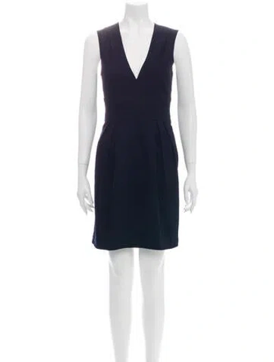 Pre-owned Adam Lippes V-neck Mini Dress In Blue