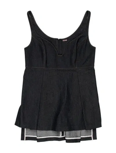 Pre-owned Adam Lippes V-neck Mini Dress In Blue