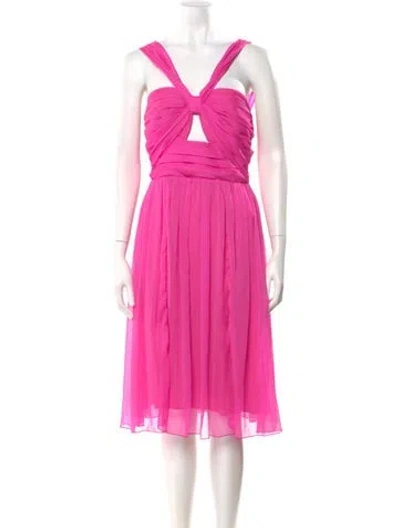 Pre-owned Adam Lippes V-neck Mini Dress In Pink