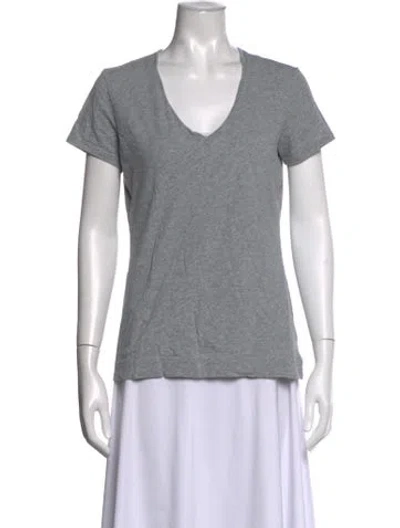 Pre-owned Adam Lippes V-neck Short Sleeve T-shirt In Grey