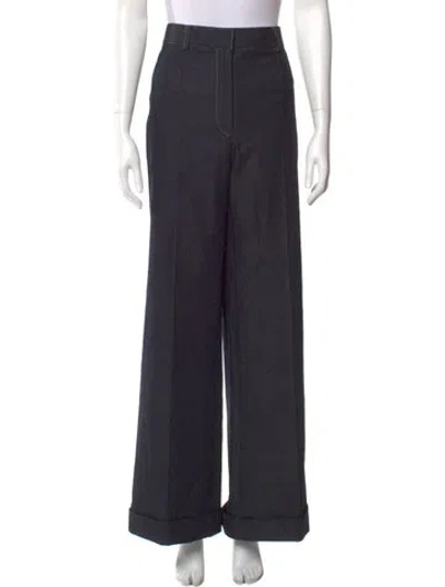 Pre-owned Adam Lippes Wide Leg Pants In Blue