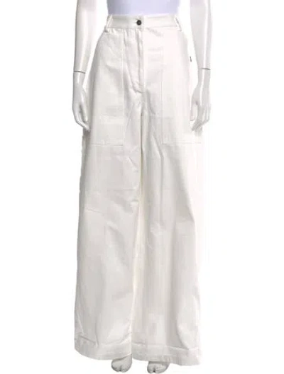 Pre-owned Adam Lippes Wide Leg Pants In White