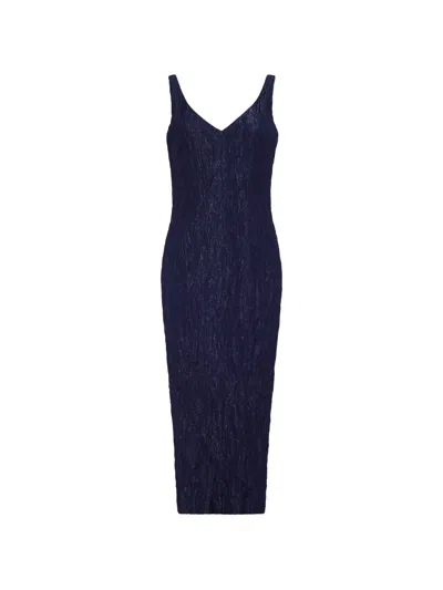 Adam Lippes Willa Crinkled-effect Midi Dress In Blue