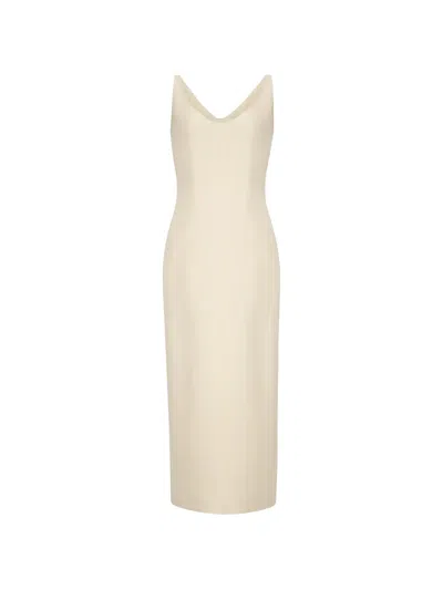 Adam Lippes Willa V-neck Dress In Neutral