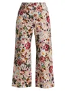 ADAM LIPPES WOMEN'S ALESSIA FLORAL CROPPED WIDE-LEG PANTS