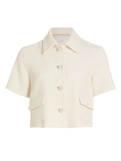Adam Lippes Marseille Wool-blend Cropped Jacket In Ivory