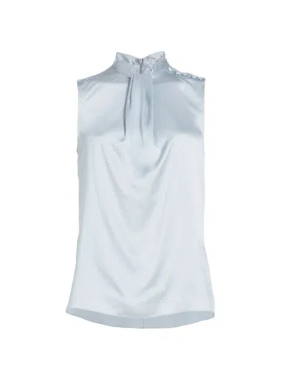 Adam Lippes Women's Drape-neck Silk Charmeuse Shell In Pale Blue