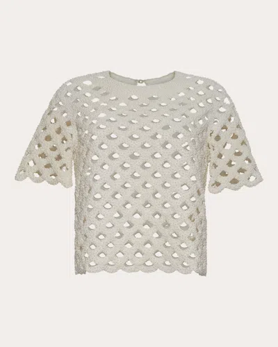 Adam Lippes Women's Embroidered Pearl Lattice Top Polyester In White