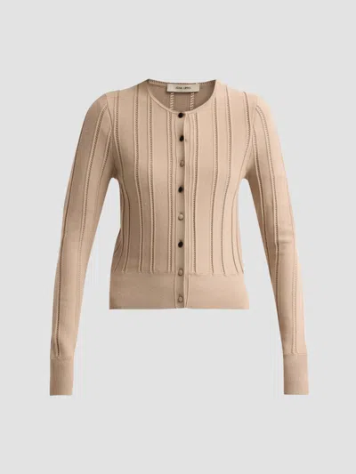 Adam Lippes Women's Faye Compact Jacquard Cardigan In Brown
