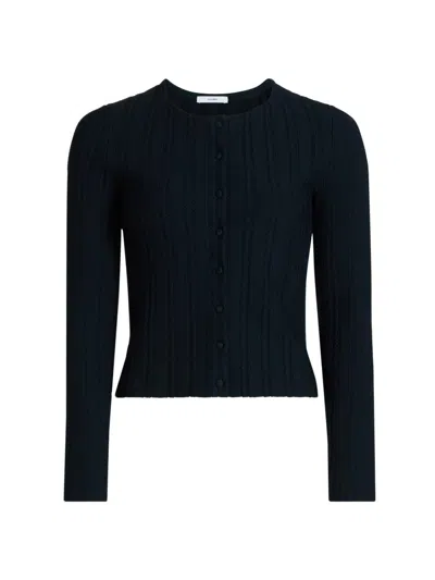 Adam Lippes Women's Faye Jacquard Cardigan In Blue