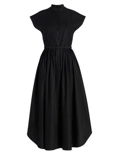 Adam Lippes Women's Genevieve Cotton Poplin Shirtdress In Black