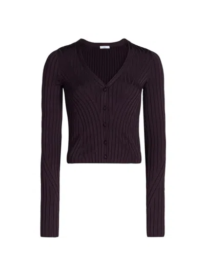 Adam Lippes Women's Greer Rib-knit Chevron Cardigan In Purple