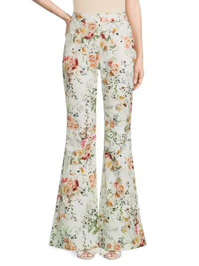 Adam Lippes Women's Kennedy Floral Bootcut Pants In White Multi