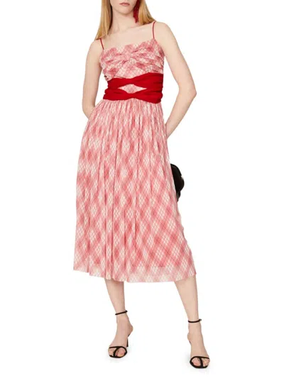 Adam Lippes Women's Lace Bow Front Midi Dress In Red