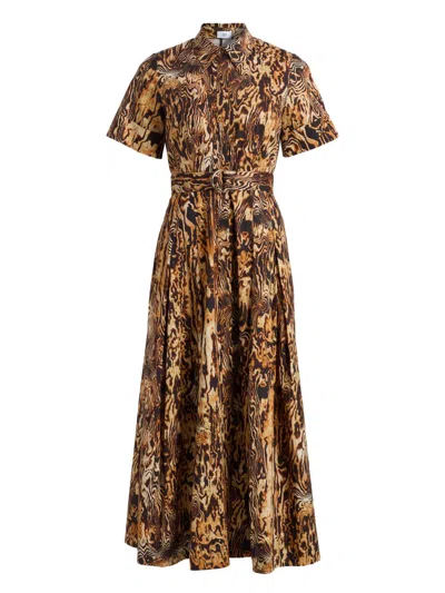 Adam Lippes Women's Leighton Printed Poplin Shirtdress In Brown