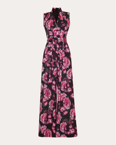 Adam Lippes Nansi Rose-print Poplin Jumpsuit In Black