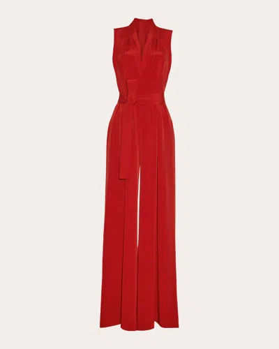 Adam Lippes Nansi Silk Jumpsuit In Red