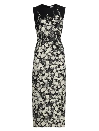 Adam Lippes Women's Ophelia Floral Wool-silk Midi-dress In Black