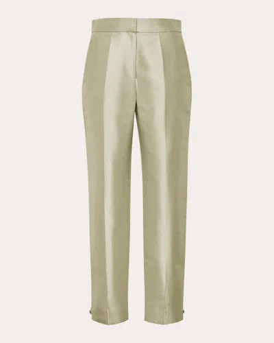 Adam Lippes Harper Tapered Silk Trousers In Green