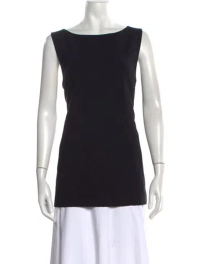 Pre-owned Adam Lippes Wool Bateau Neckline Top In Black