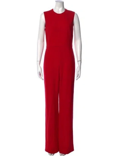 Pre-owned Adam Lippes Wool Crew Neck Jumpsuit In Red