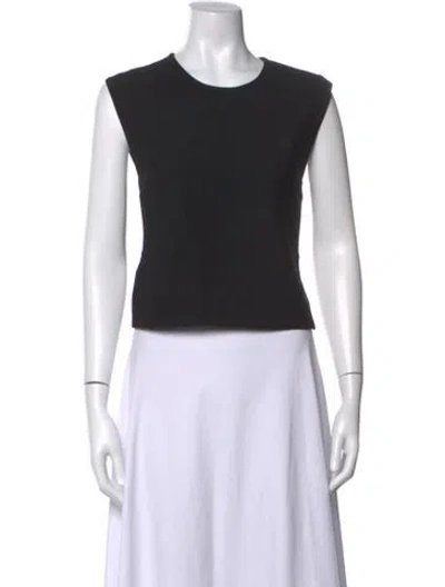 Pre-owned Adam Lippes Wool Crew Neck Top In Black