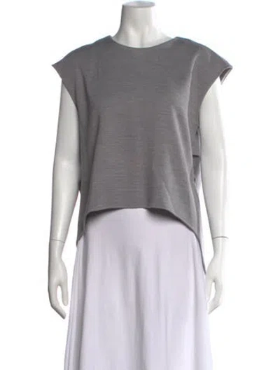 Pre-owned Adam Lippes Wool Crew Neck Top In Grey