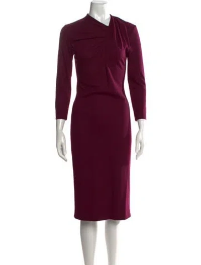 Pre-owned Adam Lippes Wool Knee-length Dress In Burgundy