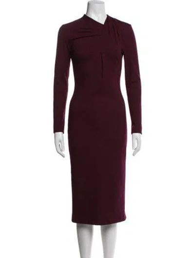 Pre-owned Adam Lippes Wool Knee-length Dress In Burgundy