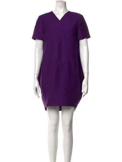 Pre-owned Adam Lippes Wool Mini Dress In Purple