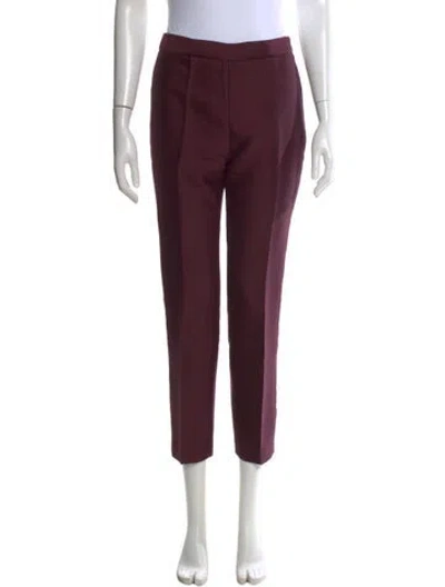 Pre-owned Adam Lippes Wool Straight Leg Pants In Burgundy