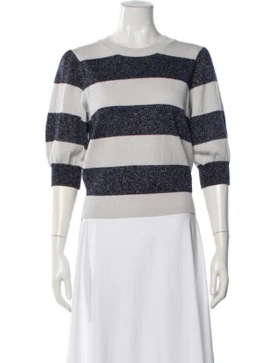 Pre-owned Adam Lippes Wool Striped Sweater In Blue